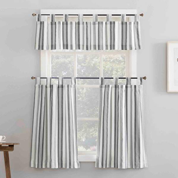 Pelham Grey Tier Curtain Panel Set, 54x36