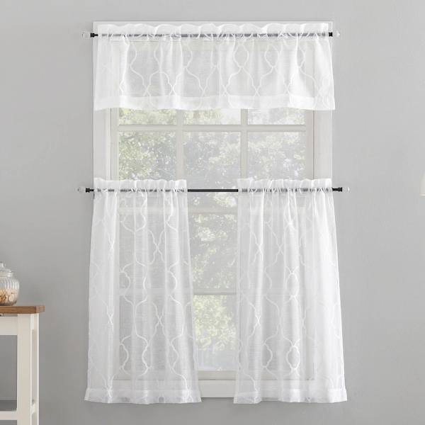 Whitman White Tiered Curtain Panel Set, 54x36