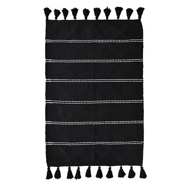 (D582) Honeybloom Black Striped Woven Accent Rug, 2x4
