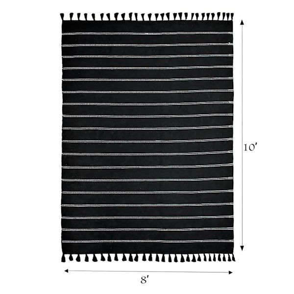 早割チケット Honeybloom D582) Black 8x10 Rug, Area Woven Striped トップス