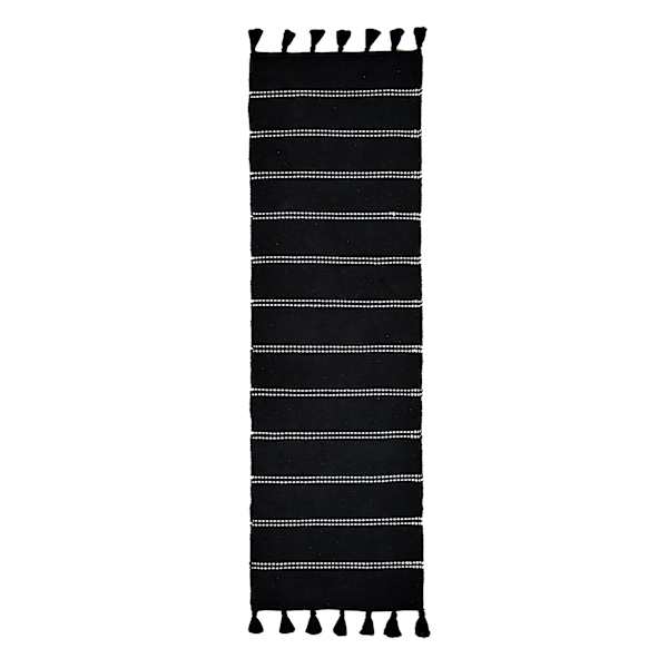 (D582) Honeybloom Woven Black Striped Runner Rug, 2x7