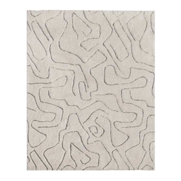 (C189) Crosby St. Ivory Geometric Shag Area Rug, 8x10