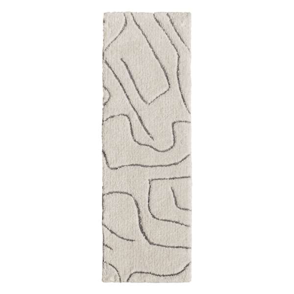 (C189) Crosby St. Ivory Geometric Shag Runner, 2x6