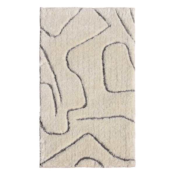 (C189) Crosby St. Ivory Geometric Shag Accent Rug, 2x3
