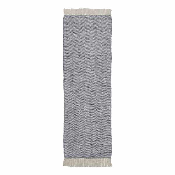 (B799) Crosby St. Grey Herringbone Runner, 2x6