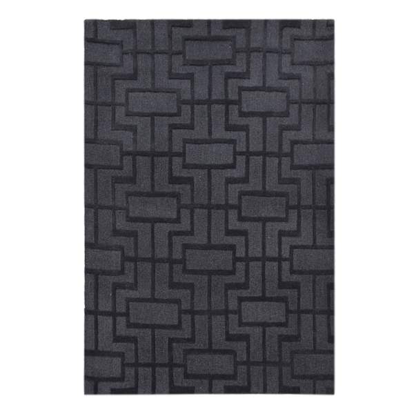 (A481) Crosby St. Black Geometric Line Area Rug, 5x7