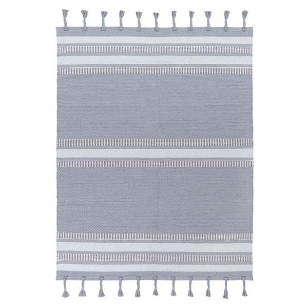(B800) Honeybloom Grey & Ivory Striped Area Rug, 8x10