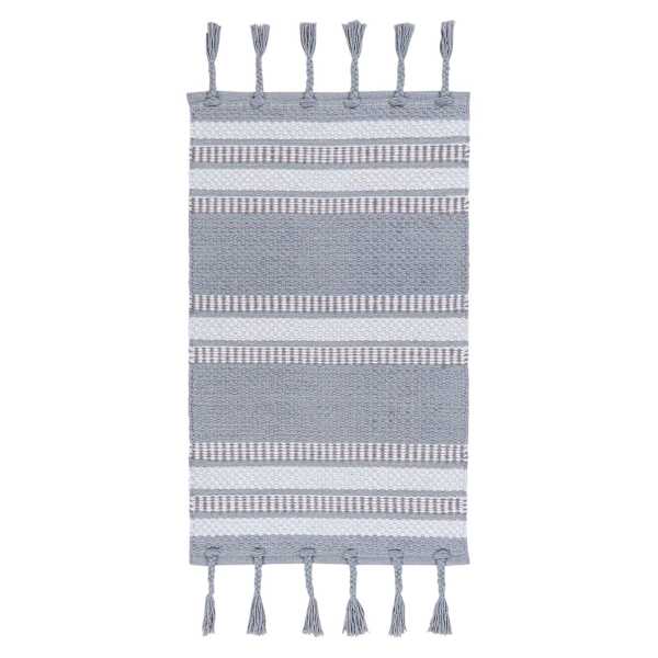 (B800) Honeybloom Grey & Ivory Striped Accent Rug, 27x45