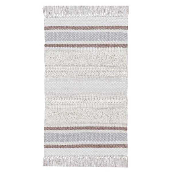 (B801) Honeybloom Ivory Striped Accent Rug, 2x3
