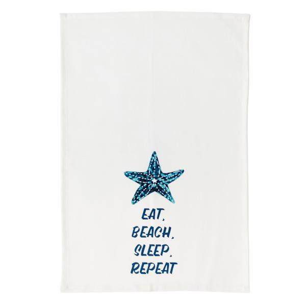Ty Pennington Set of 2 Beach Repeat White Kitchen Towels