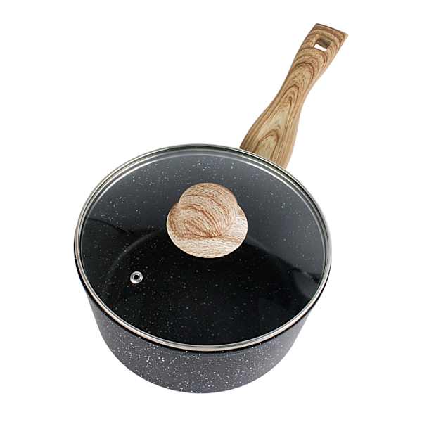 Black Speckled Non-Stick Sauce Pan with Lid, 3qt