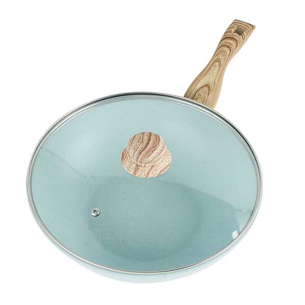 Speckled Mint Green Wok, 11"