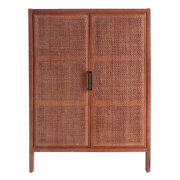 Honeybloom Wooden & Rattan Door Cabinet