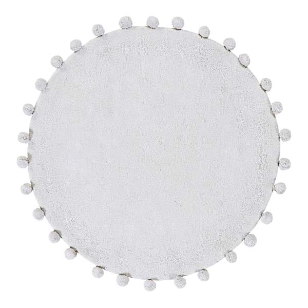 Tiny Dreamers Ivory Round Pom-Pom Accent Rug, 3'