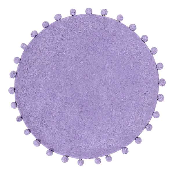 Tiny Dreamers Purple Round Pom-Pom Accent Rug, 3'