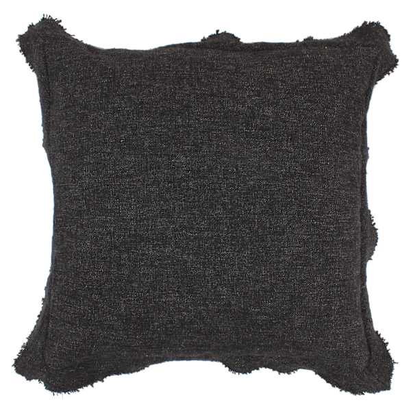 Honeybloom Black Slub Textured Flange Throw Pillow, 20"