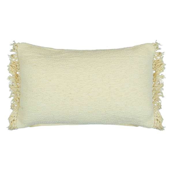 Honeybloom Yellow Woven Fringe Oblong Throw Pillow, 14x20