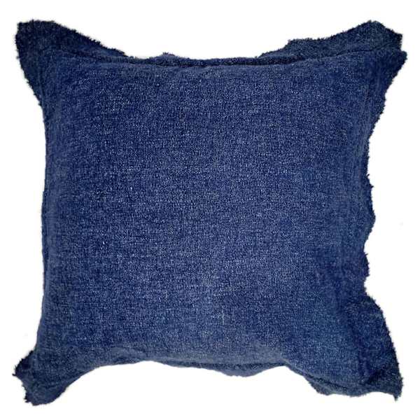 Honeybloom Dark Blue Slub Textured Flange Throw Pillow, 20"
