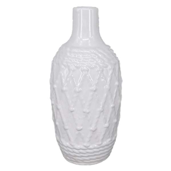 Ty Pennington White Ceramic Rope Vase, 7"