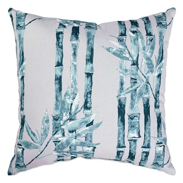 Found & Fable Bryant White Bamboo Striped Square Outdoor Throw Pillow, 16"