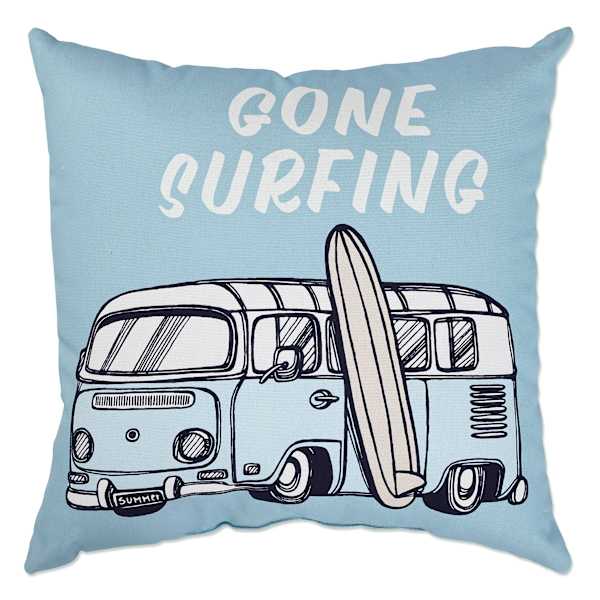 Ty Pennington Gone Surfing Canal Blue Square Outdoor Throw Pillow, 16"