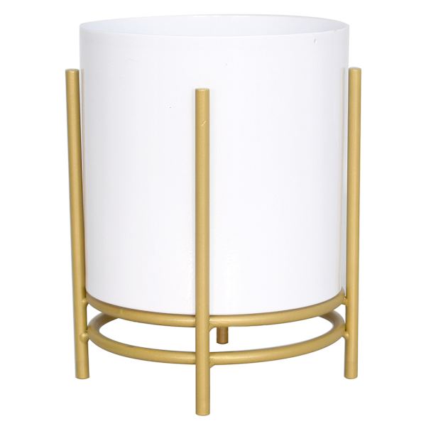 White Metal Planter Stand, Medium