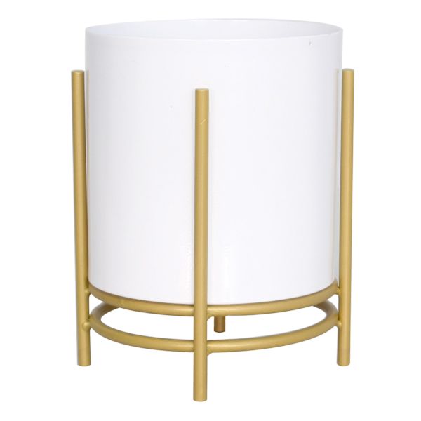 White Metal Planter Stand, Small