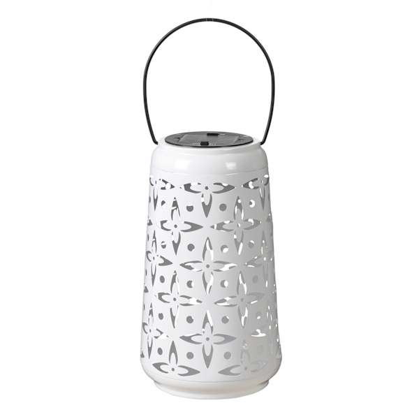 Sunny Club White Metal Cutout LED Lantern, 10"