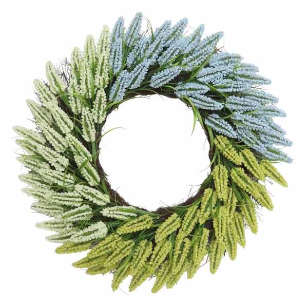 Blue & Green Heather Floral Wreath, 22"