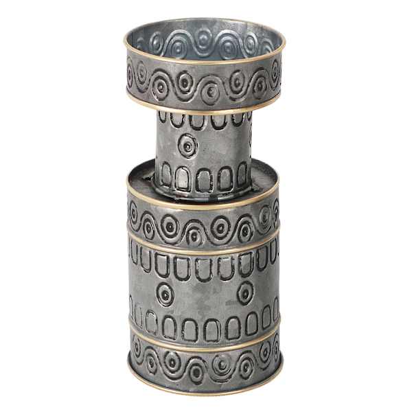 Tracey Boyd Metal Embossed Pillar Candle Holder, 8.5"