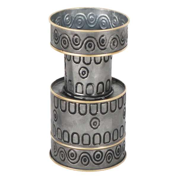 Tracey Boyd Metal Embossed Pillar Candle Holder, 7"