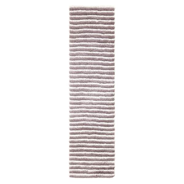 (A368) Microfiber Silver Striped High-Low Runner, 2x7