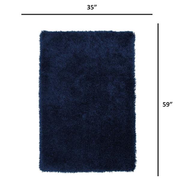 (C58) Mixed Blue Long Pile Shag, 3x5