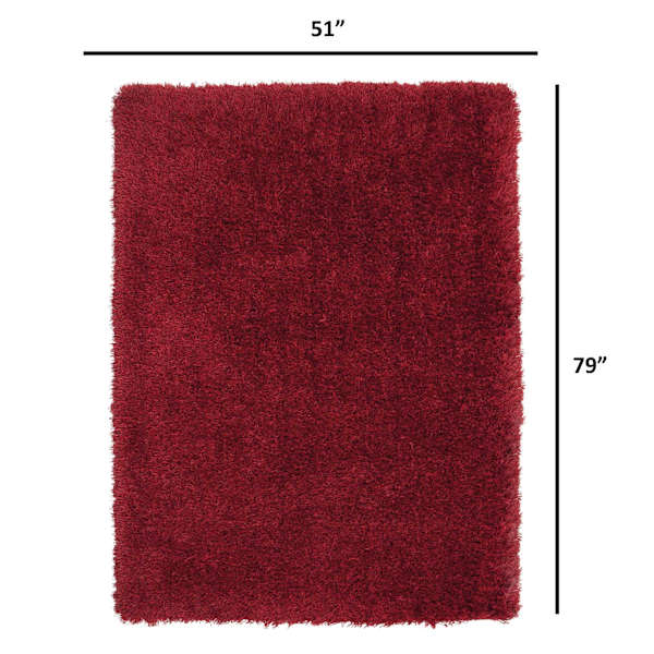 (C24) Plain Red Long Pile Shag, 5x7