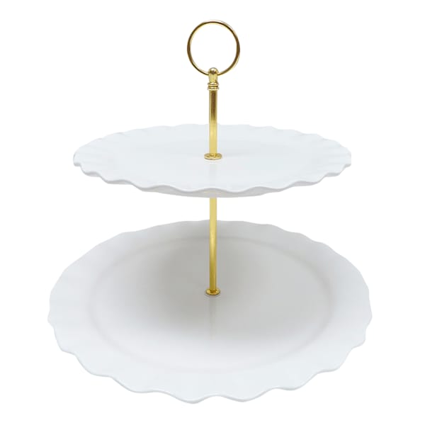 Willow Crossley White Ruffle Two-Tier Dessert Stand