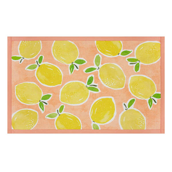 Coral Lemons Washable Kitchen Mat, 21x34