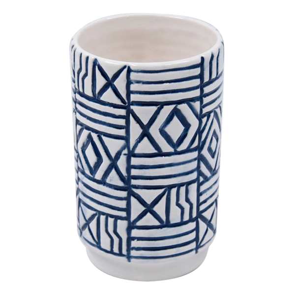 Tracey Boyd Blue Patterned Ceramic Vase, 5"