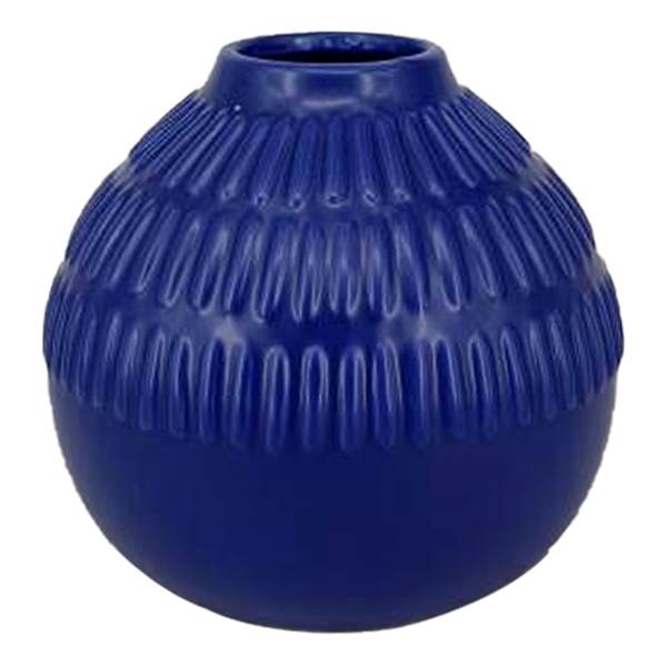 Blue Bevel Ceramic Vase, 6x5