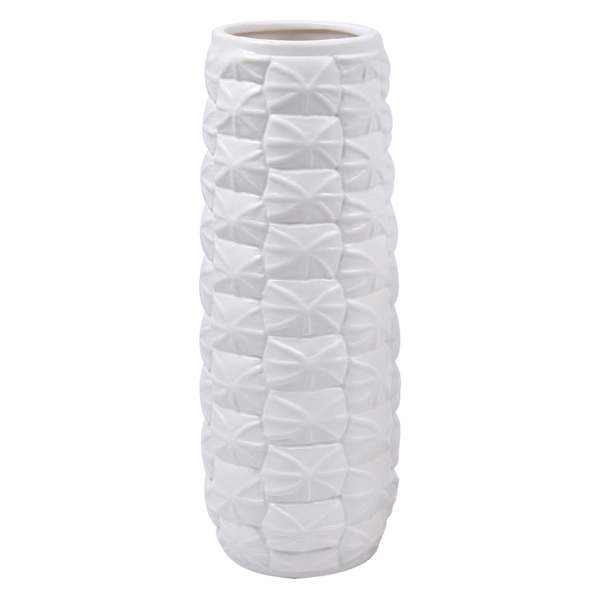 White Origami Design Ceramic Vase, 10.5"