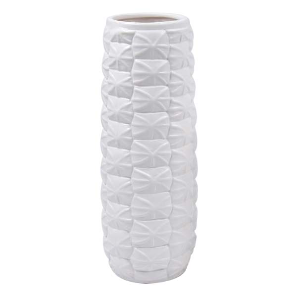 Found & Fable White Origami Design Ceramic Vase, 12"