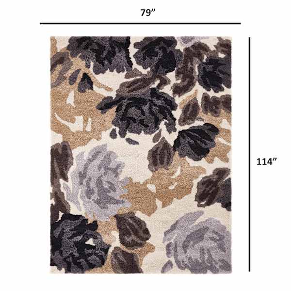 (A367) Natural Soft Touch Floral Area Rug, 7x10
