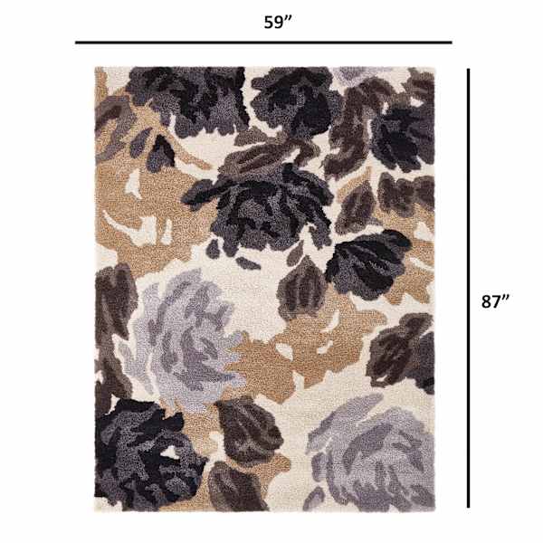 (A367) Natural Soft Touch Floral Area Rug, 5x7
