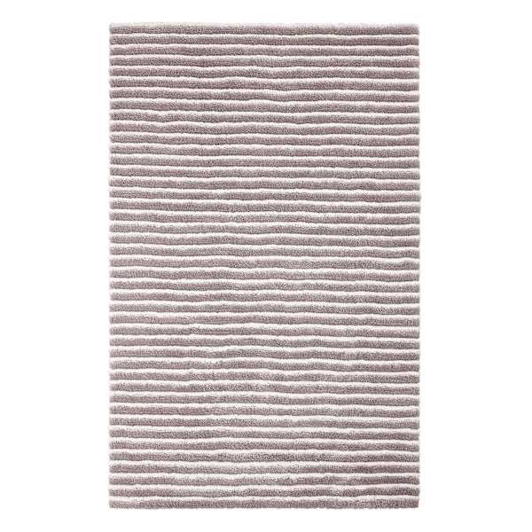 (A368) Silver Striped High-Low Microfiber Area Rug, 5x8