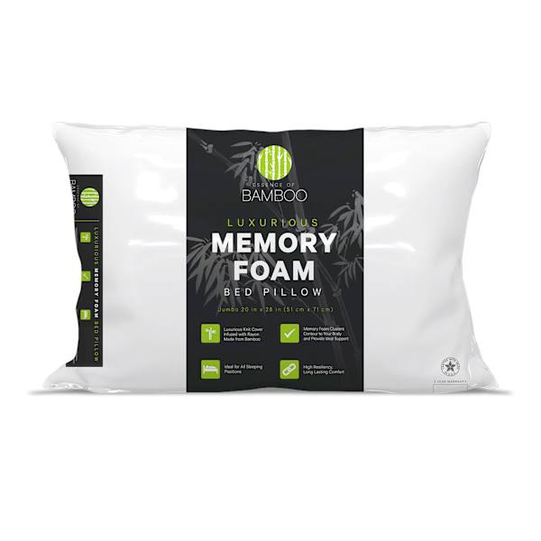 Bamboo Memory Foam Pillow Standard Queen