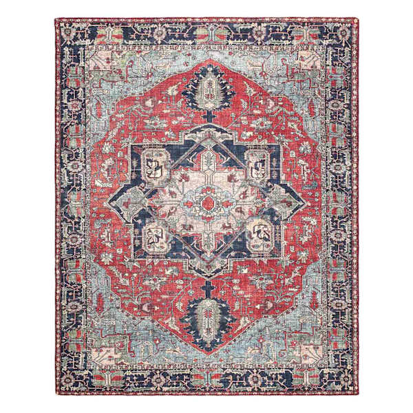 (D473) Fenix Red Medallion Chenille Area Rug, 8x10