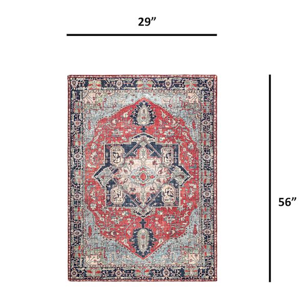 (D473) Fenix Red Medallion Chenille Accent Rug, 2x4