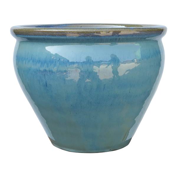 Honeybloom Mews Blue Ceramic Outdoor Planter, Medium