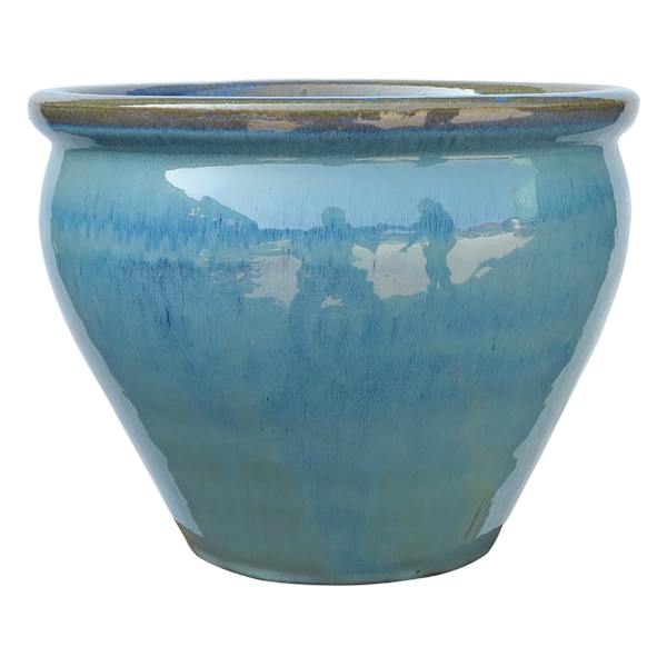 Honeybloom Mews Blue Ceramic Outdoor Planter, Small