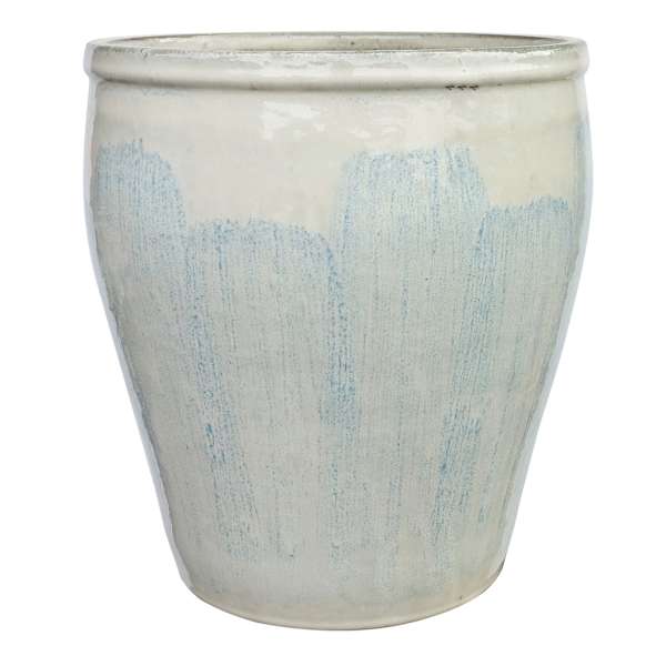 Honeybloom Berlin Blue Ceramic Outdoor Planter, Medium