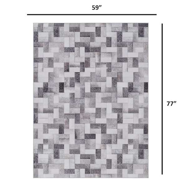 (D537) Crosby St. Nova Grey Printed Area Rug, 5x7